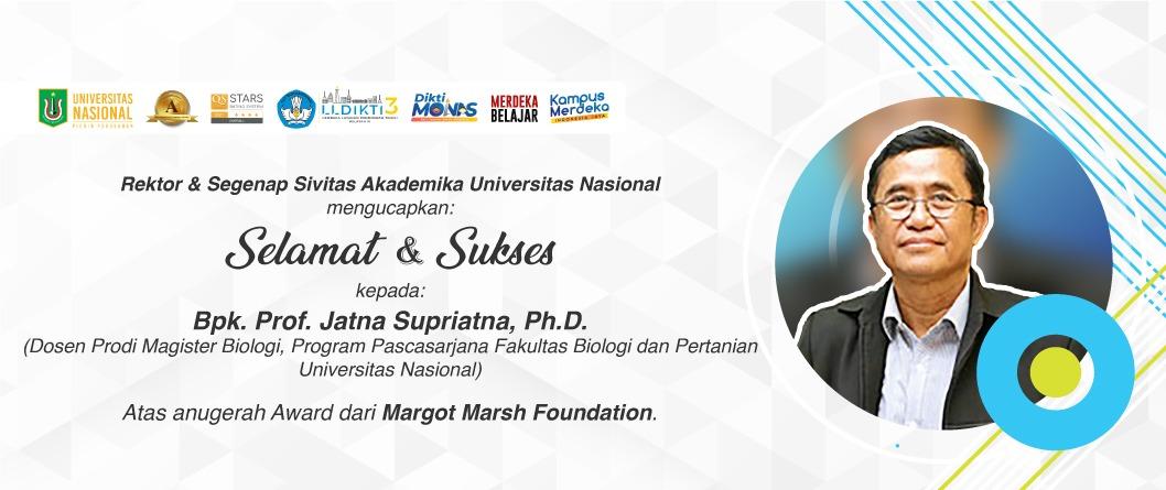 You are currently viewing Selamat Prof. Jatna Supriatna, Ph.D. atas anugerah award dari Margot Marsh Foundation