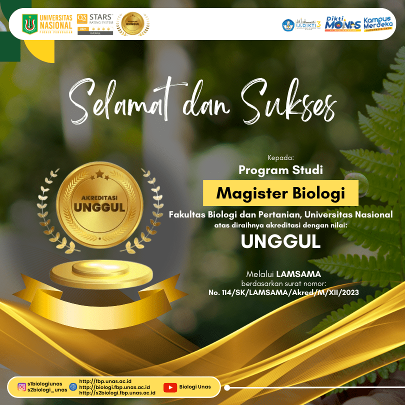 Read more about the article Magister Biologi UNAS Raih Akreditasi Unggul dari LAMSAMA!